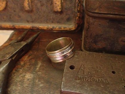 Handmade Brass Silver and Copper Ring